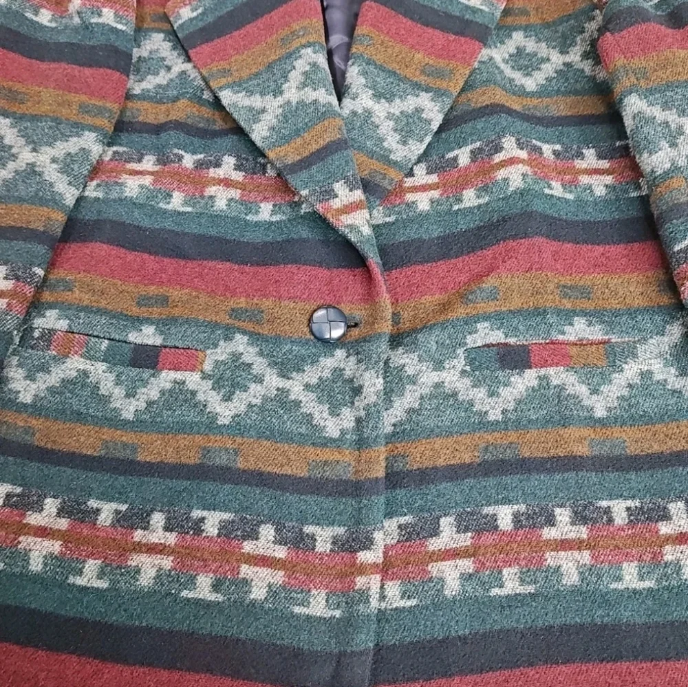 Braeton Wool Blend Blazer Jacket Lg Aztec Southwest Tribal Old Money Rockabilly